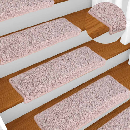 Tapetes de escadas 30 pcs 65x21x4 cm branco e rosa