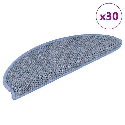 Tapetes escada adesivos aspeto sisal 30 pcs 56x17x3 cm azul