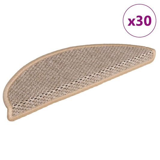 Tapetes escada adesivos aspeto sisal 30pcs 56x17x3cm bege-claro