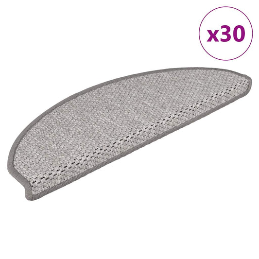 Tapetes escada adesivos aspeto sisal 30 pcs 65x21x4cm platina