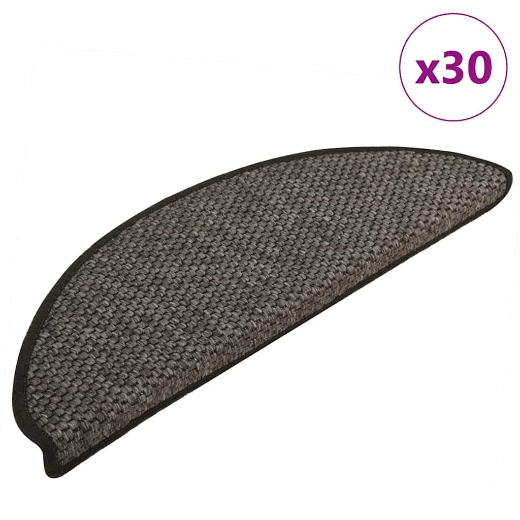 Tapetes escada adesivos aspeto sisal 30pcs 65x21x4 cm antracite