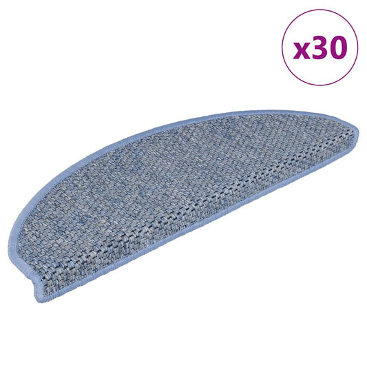 Tapetes escada adesivos aspeto sisal 30 pcs 65x21x4 cm azul