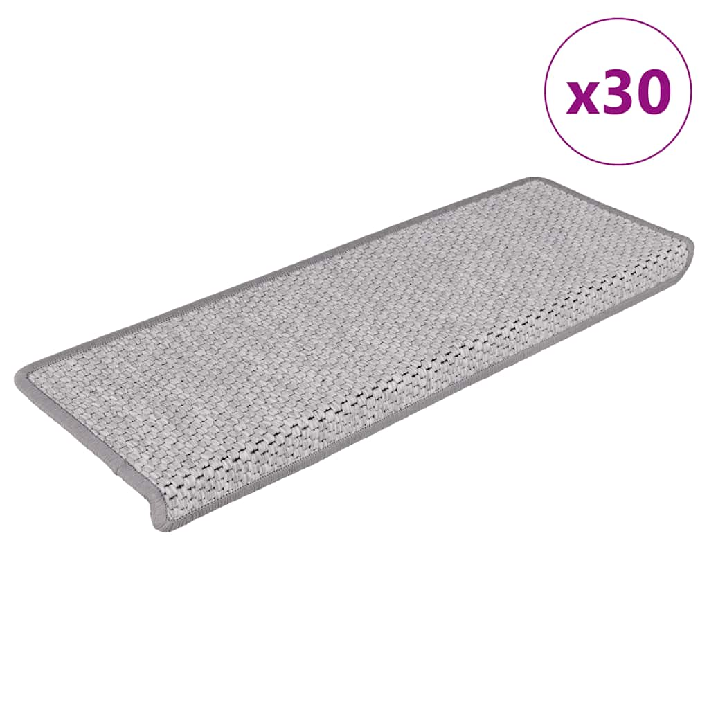 Tapetes escada adesivos aspeto sisal 30 pcs 65x21x4cm platina