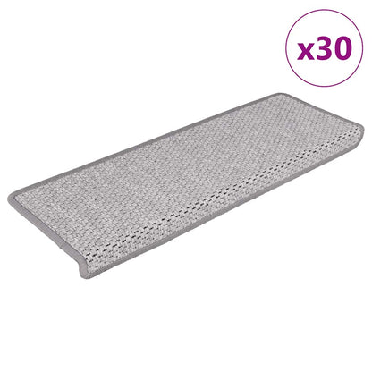 Tapetes escada adesivos aspeto sisal 30 pcs 65x21x4cm platina