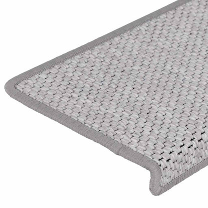 Tapetes escada adesivos aspeto sisal 30 pcs 65x21x4cm platina