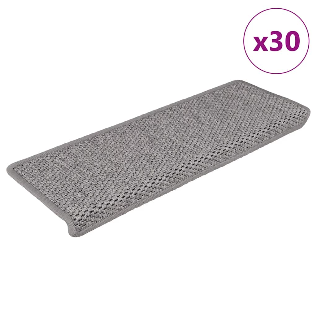 Tapetes escada adesivos aspeto sisal 30pcs 65x21x4 cm prateado