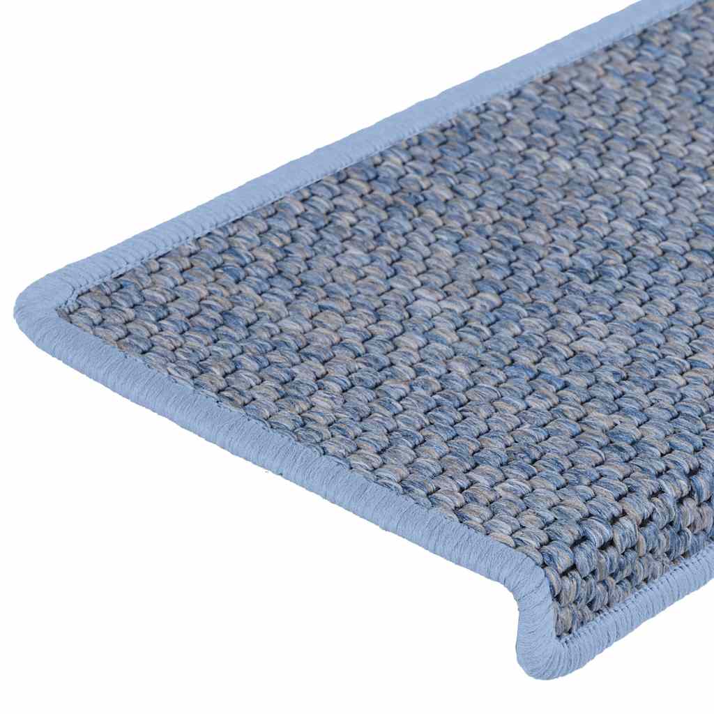 Tapetes escada adesivos aspeto sisal 30 pcs 65x21x4 cm azul