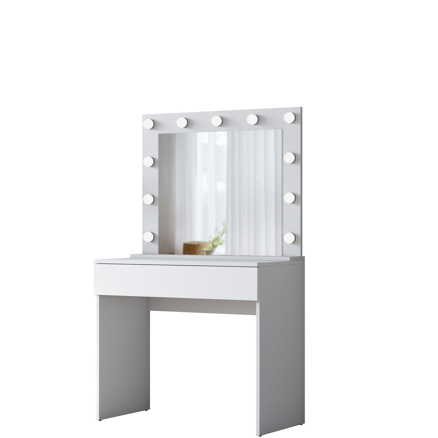 Toucador "Dolce Vita" com Espelho e Luzes - 90 x 76,8 x 45 cm - Branco - Design Moderno