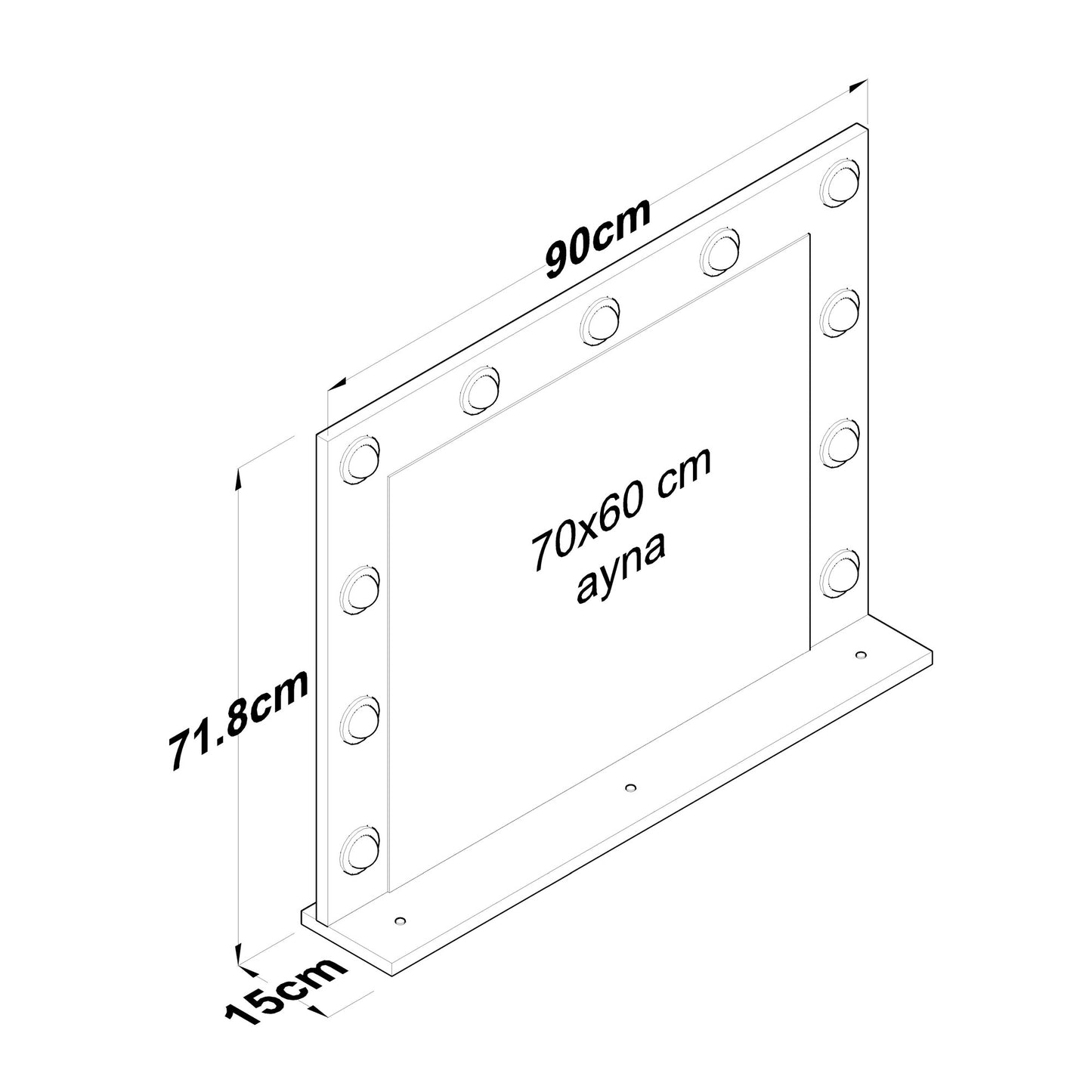 Toucador de Parede com Espelho "Bianco" - Branco - 90x71.8x15cm - Design Moderno