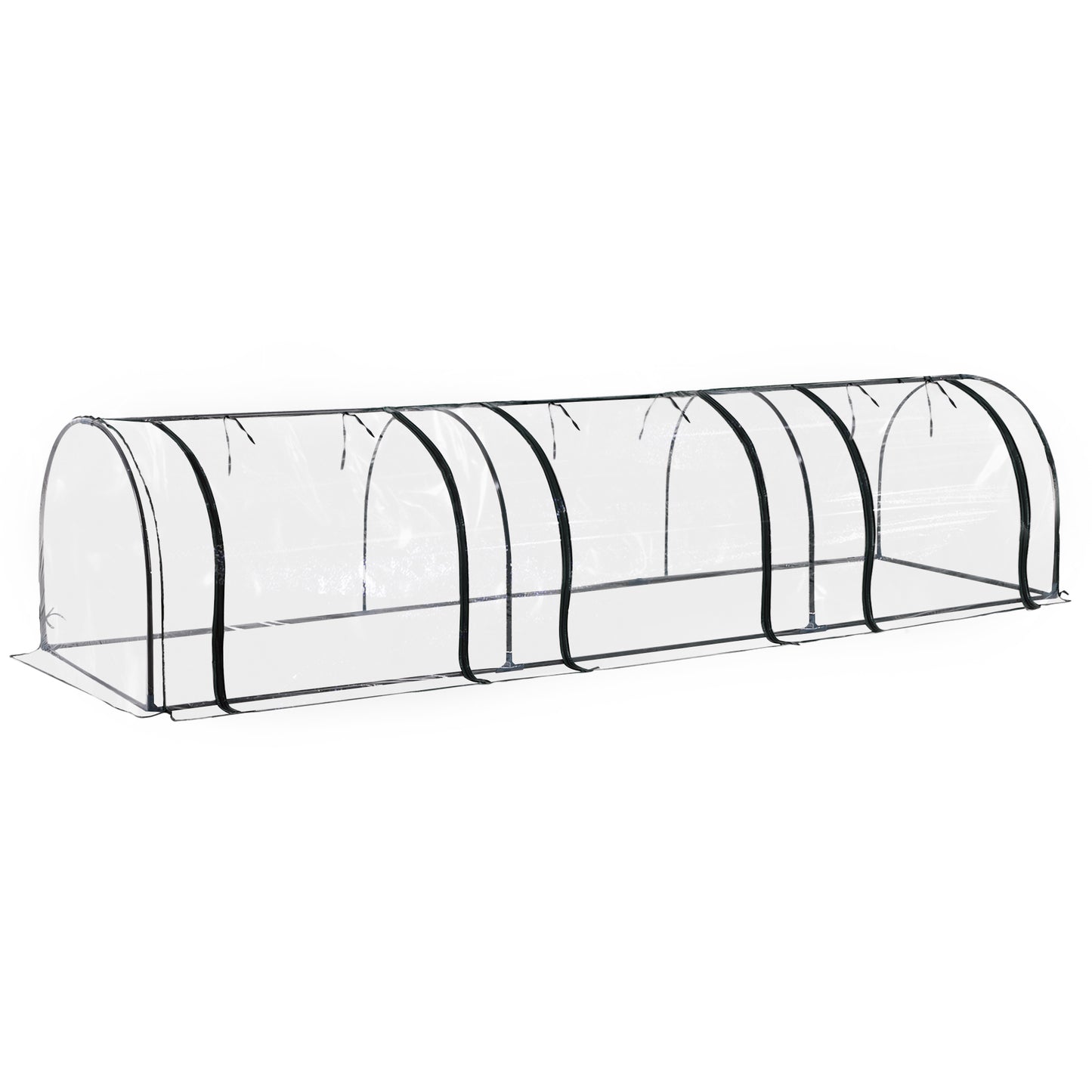 Estufa 350x100x80 cm para Jardim Varanda Estufa Pequena para Cultivo de Plantas com 3 Janelas Estrutura de Aço e PVC Transparente e Verde