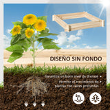 Outsunny Caixa de Plantio de Madeira Quadrada de Chão Horta Vertical para Cultivos de Plantas Flores Ervas Terraço 100x100x16cm Madeira Natural