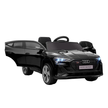 HOMCOM Carro Elétrico Audi E-Tron 12V para Crianças acima de 3 Anos com Controle Remoto Faróis Buzina Música MP3 TF USB e Abertura da Porta 3-8km/h 108x60x47 cm Preto