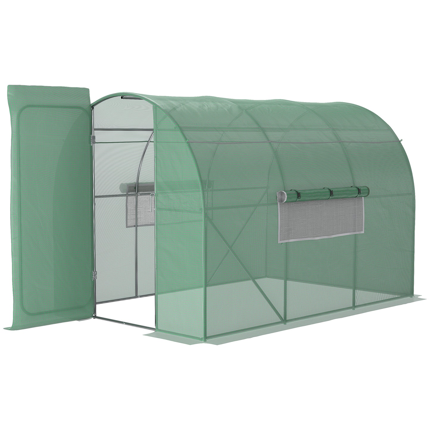 Outsunny Estufa Tipo Túnel 300x200x200 cm com Porta e Janelas Estufa de Jardim Grande com Cobertura de PE e Metal Galvanizado para Cultivos de Plantas Verduras Verde