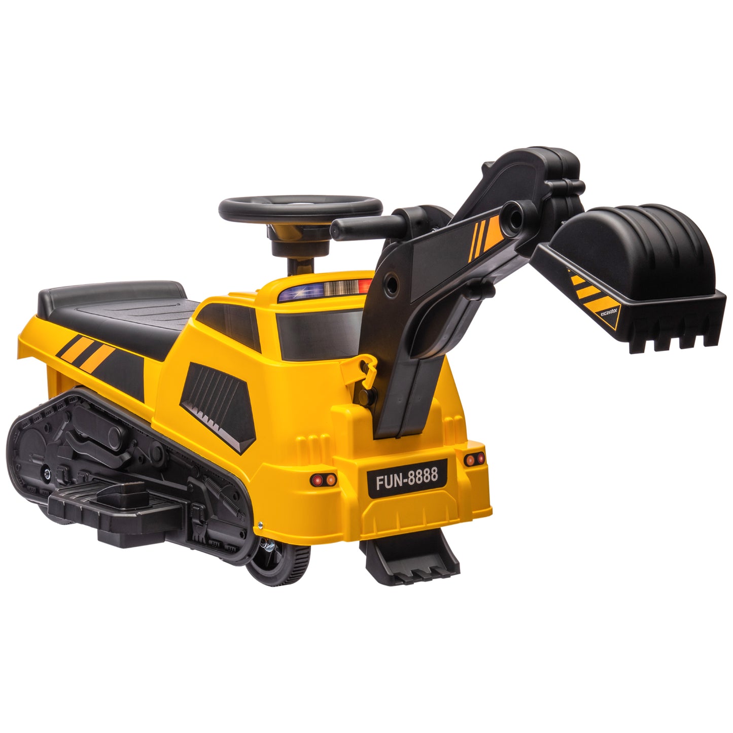 HOMCOM Escavadora Elétrica para Crianças acima de 18 Meses Veículo Infantil 3 em 1 com Bateria 6V Pá e Rolo Compressor Carga Máxima 25 kg 100x43x48,5 cm Preto e Amarelo