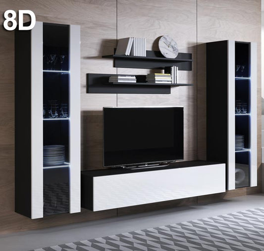 Conjunto de muebles Leiko 8D negro y blanco (2,6m)