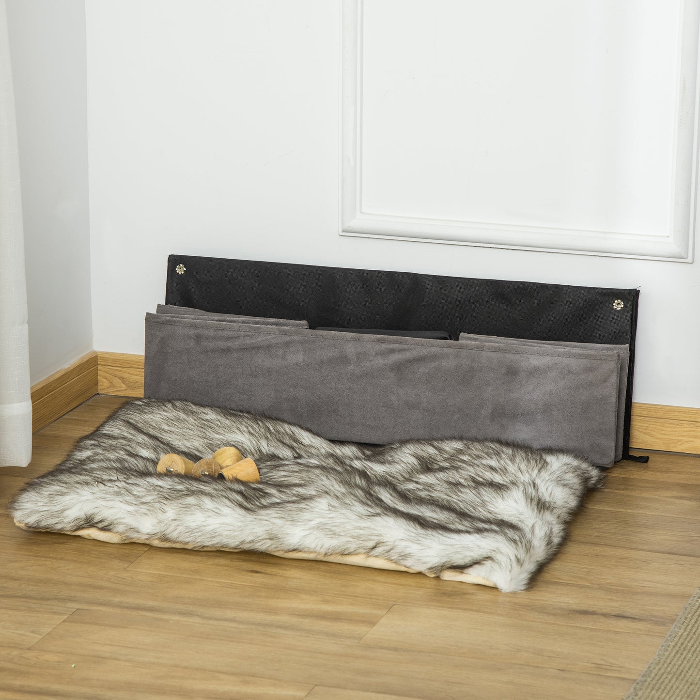 PawHut Sofá para Cães Gatos Cama para Animais de Estimação Pequenos e Médios com Almofada Removível Lavável e Pés Elevados de Madeira 81x56x23,5cm Cinza