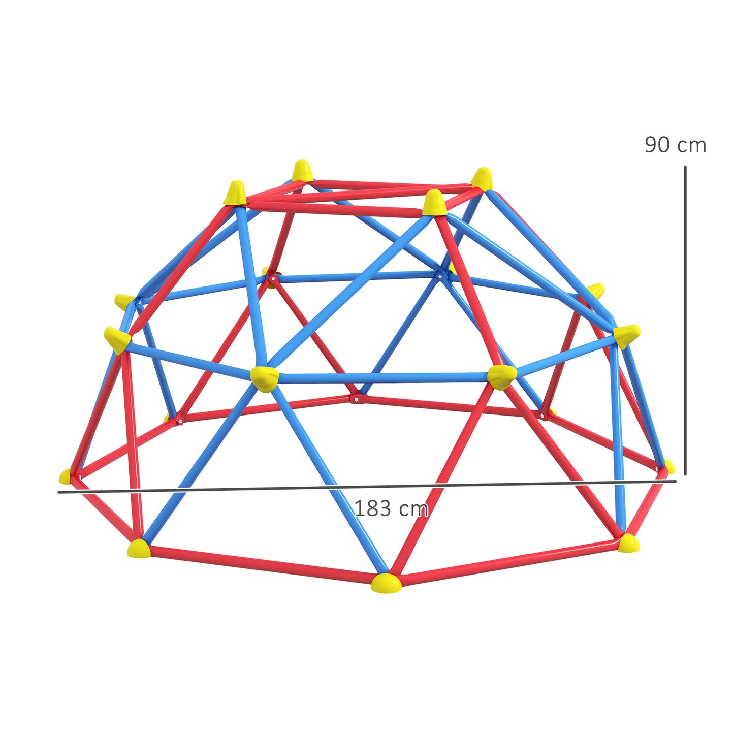 Outsunny Cúpula de Escalada Conjunto de Cúpula Geométrica Parque Infantil para 3-8 Anos Com Estrutura Metálica Anti-UV Carga 180 kg para Pátio Jardim Ø183x90 cm Vermelho e Azul