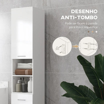 Armário Alto Damise de Casa de Banho de 180cm - Branco - Design Moderno