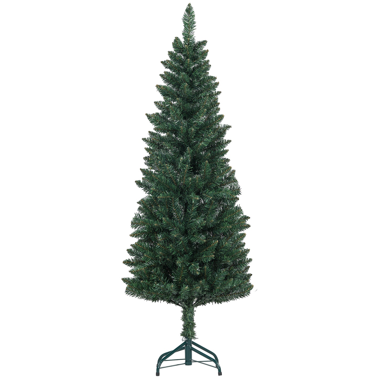 HOMCOM Árvore de Natal Estreita Árvore de Natal Tipo Lápis de 150 cm com Base Dobrável e 317 Ramos para Escritório Verde