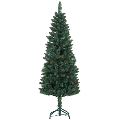 HOMCOM Árvore de Natal Estreita Árvore de Natal Tipo Lápis de 150 cm com Base Dobrável e 317 Ramos para Escritório Verde