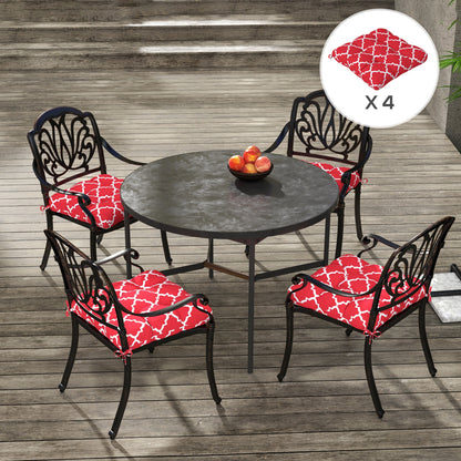 Outsunny Conjunto de Almofadas para Cadeiras de Sala 48x48x7 cm Conjunto de 4 Peças Almofadas para Cadeiras de Jardim Impermeáveis e Anti-UV com 2 Fitas de Fixação Vermelho