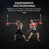 HOMCOM Punching Ball de Boxe Montado na Parede Altura Ajustável com Barra Giratória e Inflador Bola de Velocidade para Adultos e Adolecentes 79x72x20cm Preto e Vermelho