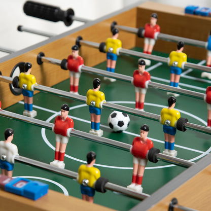 HOMCOM Matraquilho de Mesa para Crianças acima de 6 Anos Jogo de Mesa de Futbol de Madeira com 2 Bolas 6 Varas 2 Marcadores de Pontos 18 Jogadores 69x36,5x22cm Madeira