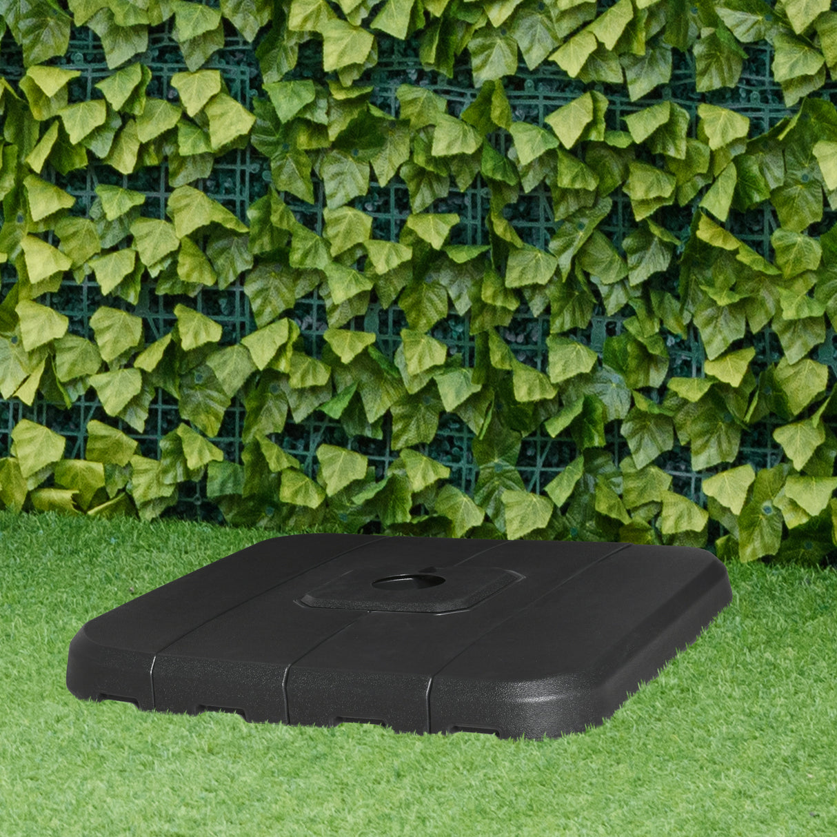 Outsunny Base para Chapéu de Sol de 4 Peças Recarregável com Água 90kg Areia 130kg Pesos para Base Cruzada de Chapéu de Sol para Jardim Terraço Pátio 98x98x13cm Preto