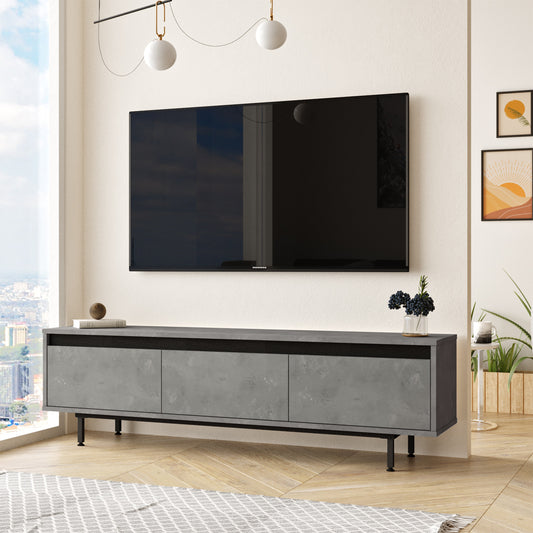 Móvel de TV "Ravel" – Cinzento & Preto – 160 x 45,2 x 35,5 cm – Design Moderno