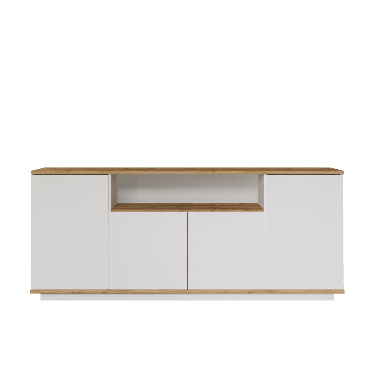 Aparador "Future" de 4 Portas – Pinho Atlântico e Branco - 180x44.5x75 cm – Design Moderno