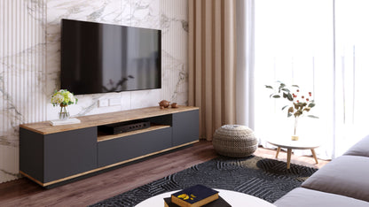 Móvel de TV "Nova" – Pinho Atlântico e Antracite - 180x44.5x44.6 cm – Design Moderno