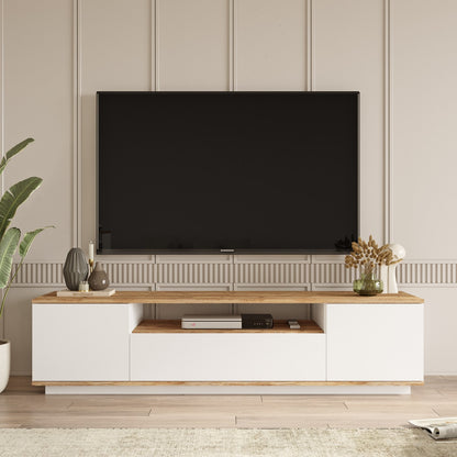 Móvel de Televisão "Future" – Pinho Atlântico e Branco - 180x44.5x44.6 cm – Design Moderno