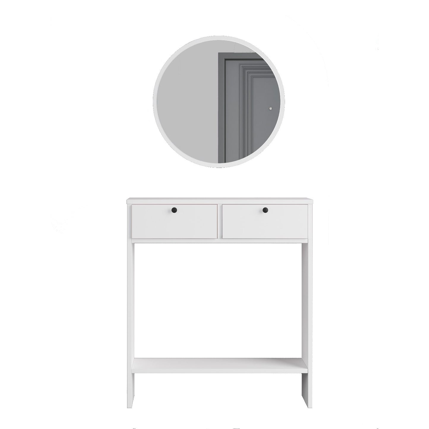 Consola de Entrada "Elegance" com Espelho – Branco - 80.4x24.2x90 cm – Design Moderno