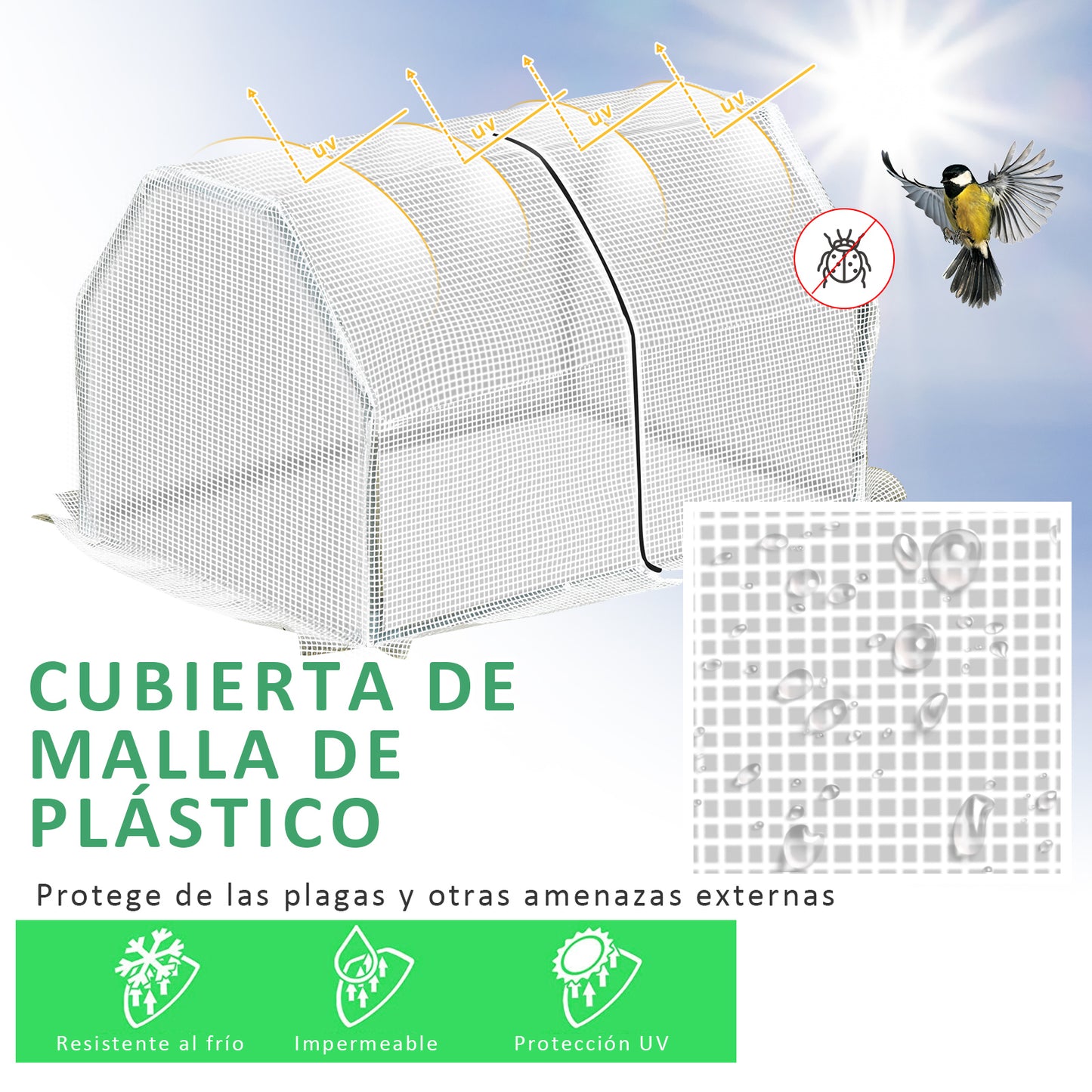 Outsunny Estufa de Jardim Terraço 100x70x60cm Estufa Pequena com Zíper pra Cultivos de Plantas Flores Estrutura de Aço Cobertura PE Branco