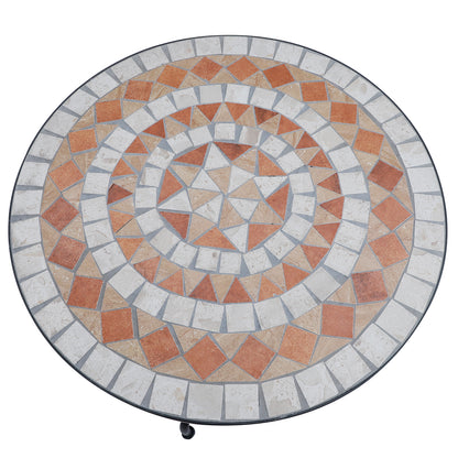 Outsunny Mesa de Jardim Mesa Mosaico Cerâmica e Redonda Mesita de Café para Varanda Terraço Φ60x71cm