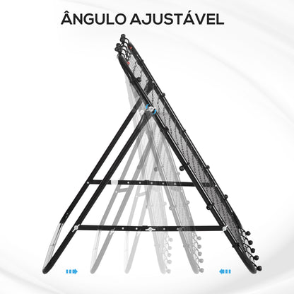 HOMCOM Rede de Rebote de Metal Rede de Rebote com Ângulo Ajustável e 20 Cordas Elásticas para Treinamento de Futebol Tenis Beisebol Desportes 96x80x96 cm Preto