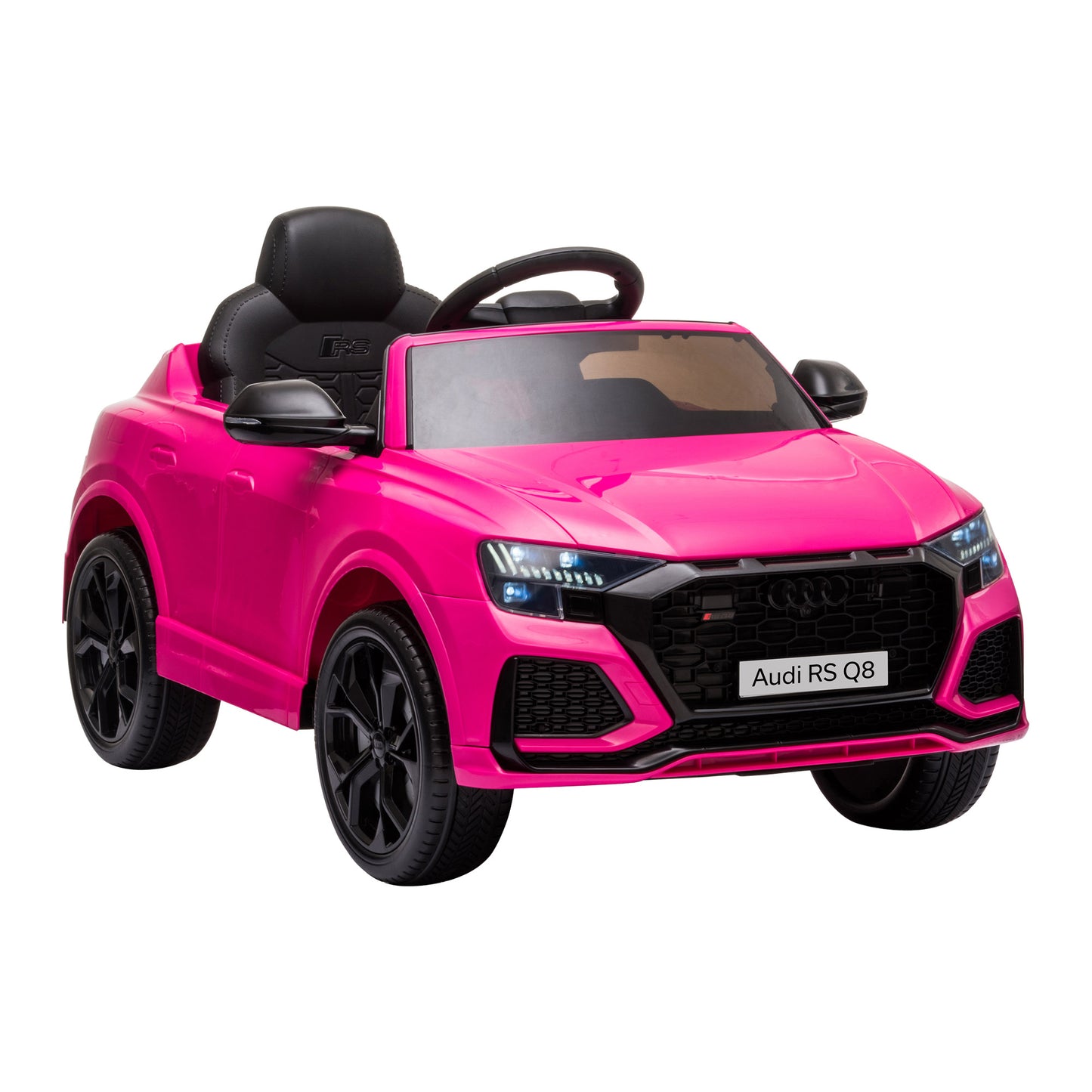 HOMCOM Carro Elétrico Infantil acima de 3 anos Licença Audi RS Q8 com Bateria 6V Controle a Distância Música MP3 Buzina e Luzes Velocidade Máx. 3km/h 101x62x51cm Rosa