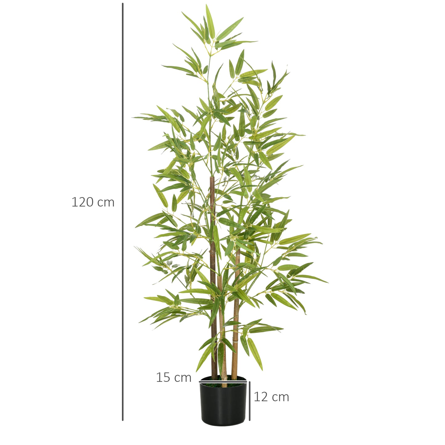 HOMCOM 2 Plantas Artificiais com Vaso Plantas Sintéticas de Bambu com 498 Folhas para Decoração em Sala de Estar Escritório Casa Ø15x120 cm Verde