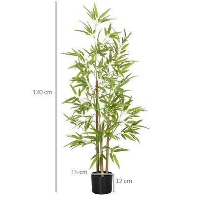 HOMCOM 2 Plantas Artificiais com Vaso Plantas Sintéticas de Bambu com 498 Folhas para Decoração em Sala de Estar Escritório Casa Ø15x120 cm Verde