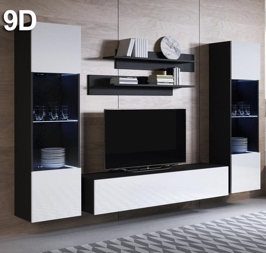 Conjunto de muebles Leiko 9D negro y blanco (2,6m)