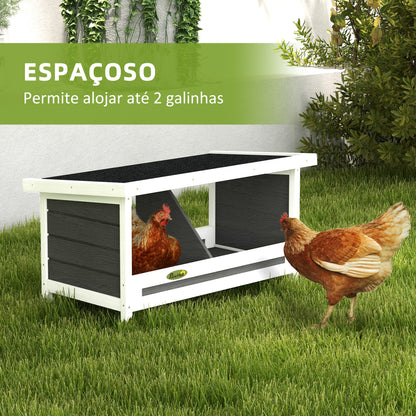 PawHut Ninho para Galinhas de Madeira Caixa Ninho para 2 Galinhas com 2 Compartimentos e Telhado Asfáltico para Interior e Exterior 66x37x34 cm Cinza