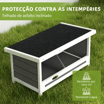 PawHut Ninho para Galinhas de Madeira Caixa Ninho para 2 Galinhas com 2 Compartimentos e Telhado Asfáltico para Interior e Exterior 66x37x34 cm Cinza