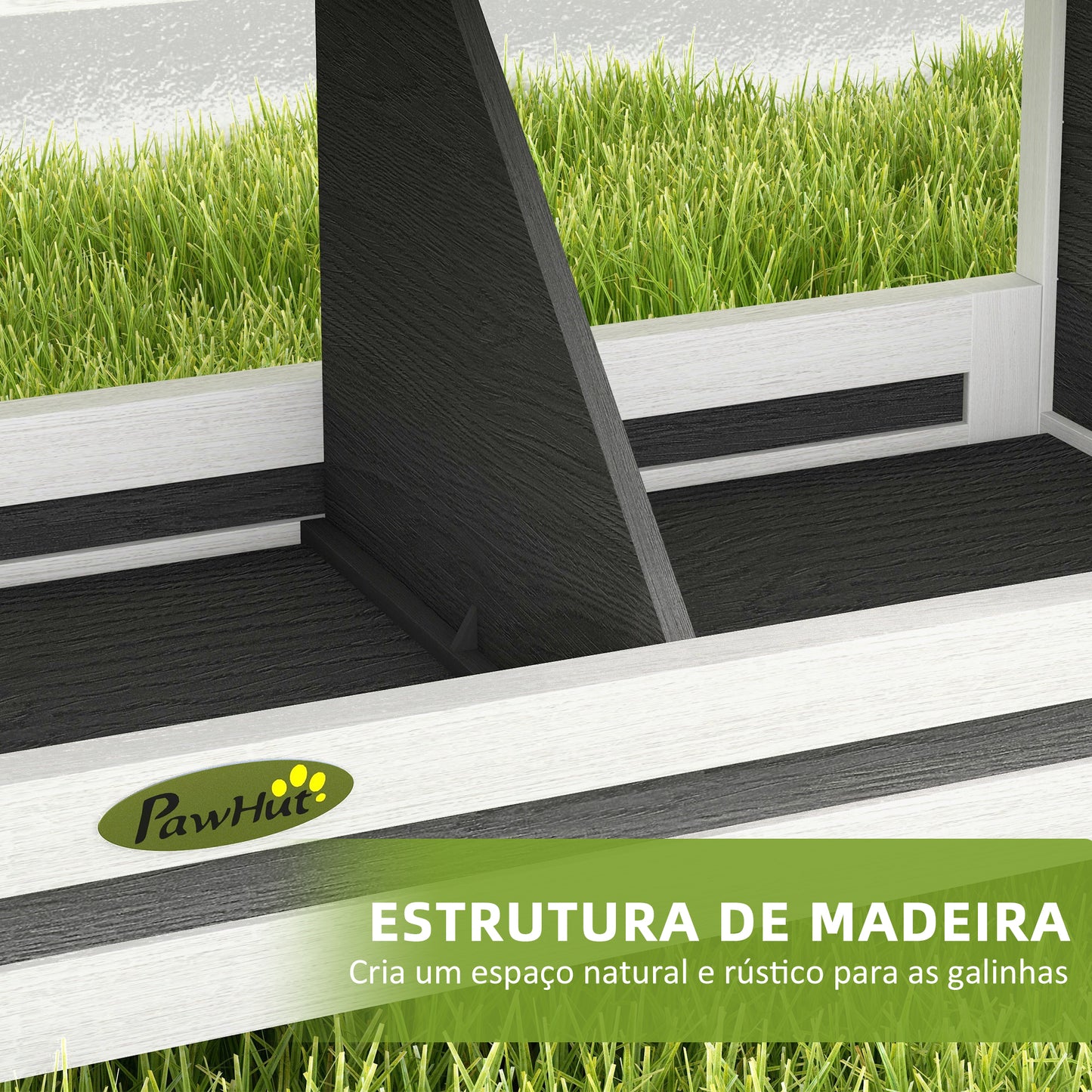 PawHut Ninho para Galinhas de Madeira Caixa Ninho para 2 Galinhas com 2 Compartimentos e Telhado Asfáltico para Interior e Exterior 66x37x34 cm Cinza