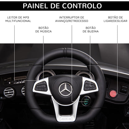 HOMCOM Carro Elétrico Mercedes AMG 12V para Crianças acima de 3 Anos com Controle Remoto Música Luzes Abertura da Porta 115x70x55cm Preto