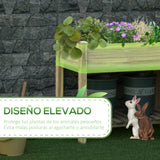 Outsunny Horta Vertical de Madeira com Prateleira 91x51x76cm Mesa de Cultivo Retangular com Orifícios de Drenagem para Cultivos de Plantas Jardim Terraço Exterior Madeira Natural