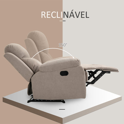 Poltrona Reclinável De Sala de Estar Poltrona Relax Reclinável Manual com Apoio para os Braços e Apoio para os Pés Carga 150 kg para Sala de Estar Dormitório 93x88x102 cm Bege