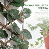 Outsunny Vedação com Treliça Expansível de 2 Peças com Folhas Artificiais 295x70 cm Parede de Folhas com Vime Decorativa Vedação de Privacidade para Jardim Varanda Verde e Madeira