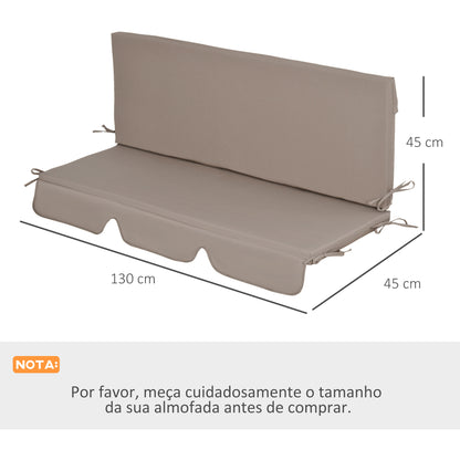 Outsunny Almofada para Baloiço de 2 Peças 130x45x5 cm Almofada para Baloiço de Assento e Encosto Acolchoado para Jardim Varanda Exterior Marrom