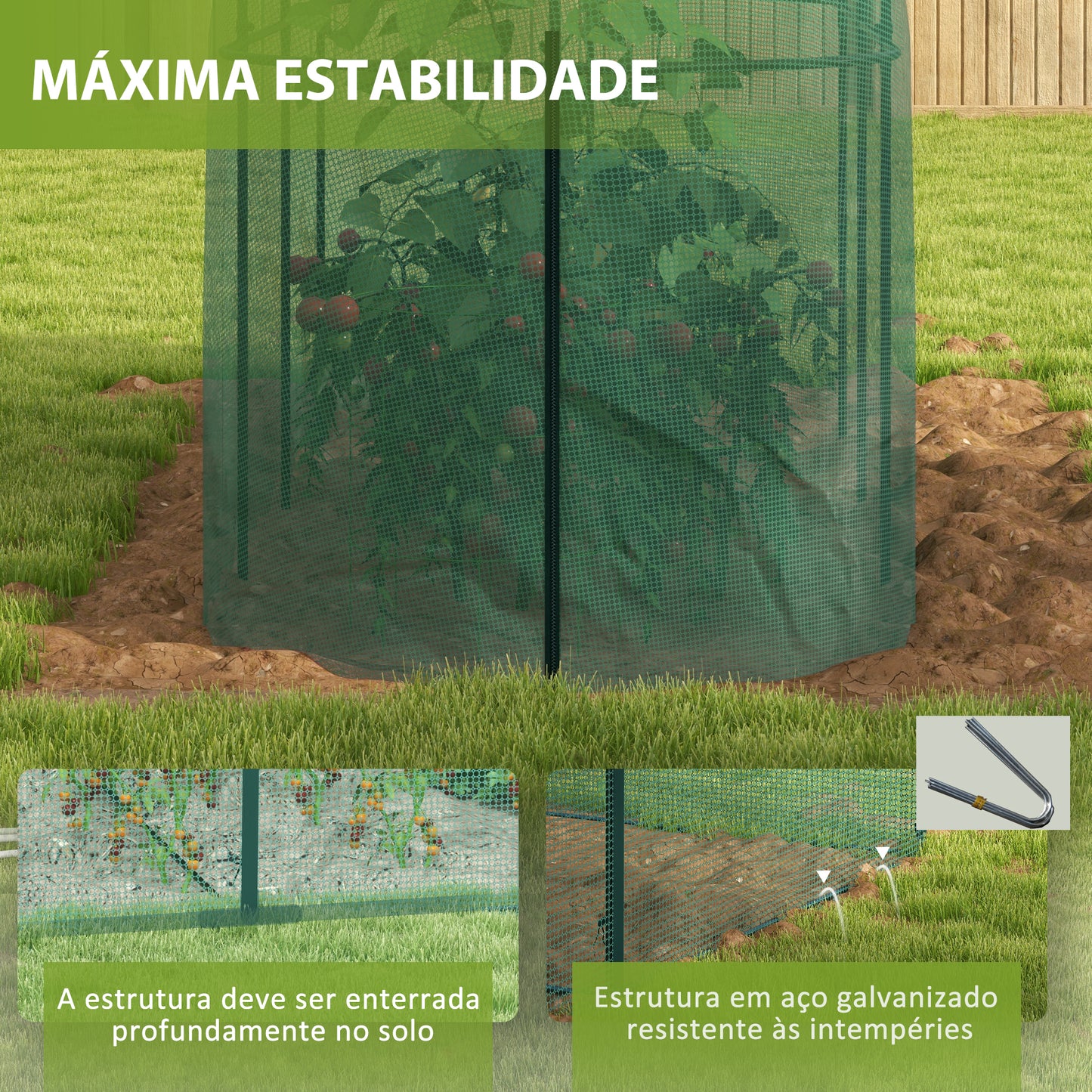 Outsunny Estufa de Jardim Estufa para Plantas Estufa de Exterior com Porta com Fecho de Correr e Estrutura de Aço para Jardim, Terraço e Pátio 300x100x150 cm Verde