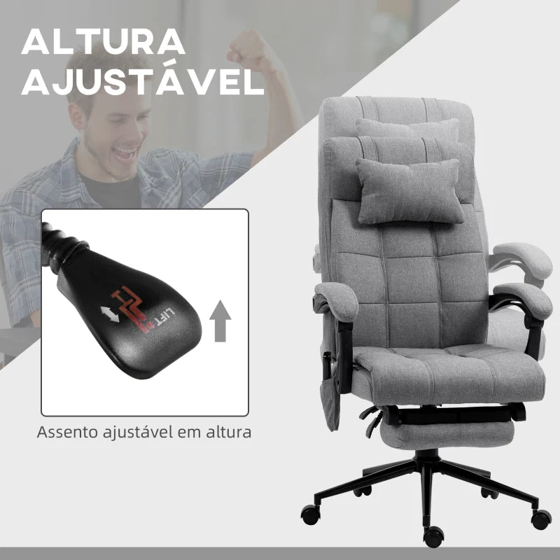 Cadeira de Escritório Executiva Lom Reclinável com 6 Pontos de Massagens em Tecido - Design Moderno